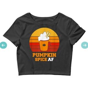 Pumpkin Spice AF Graphic Crop Tee Black Size Small
